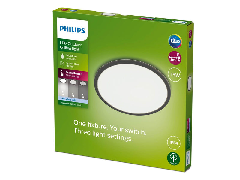 Philips SuperSlim Ceiling SSW 15W 40K Black IP54 WV