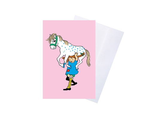 Pippi Langstrømpe Pippi - Greeting Card w. Envelope - Blue
