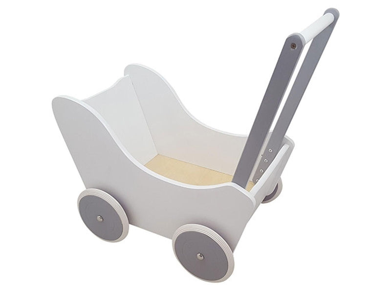 Playwood Doll's pram white/silver