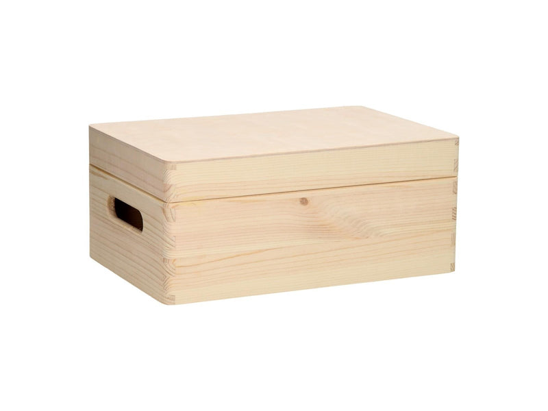 Playwood Storage Chest Rectangular Hinged Lid Pine Small