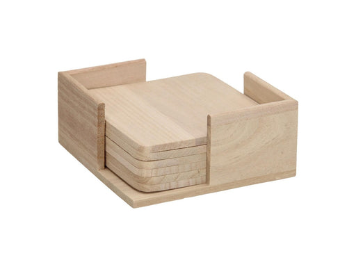 Playwood Wooden Holder with 6 Coasters