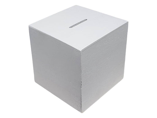 Playwood Wooden Money Box Square White