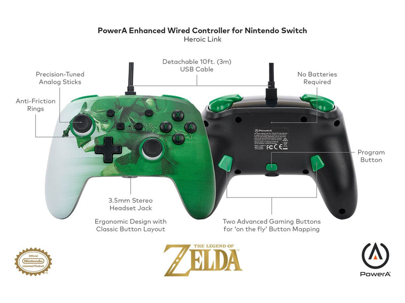 PowerA Enhanced Wired Controller for Nintendo Switch - Heroic Link - Wired - Nintendo Switch