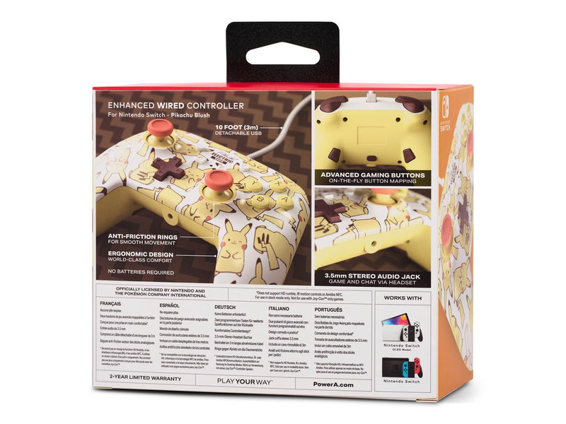 PowerA Enhanced Wired Controller for Nintendo Switch - Pikachu Blush - Wired Controller - Nintendo Switch