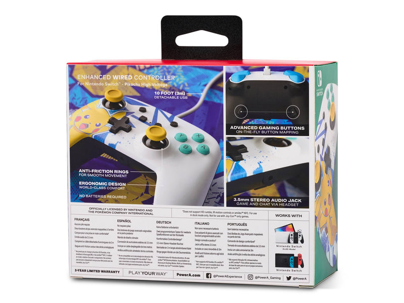 PowerA Enhanced Wired Controller for Nintendo Switch - Pikachu High Voltage - Wired Controller - Nintendo Switch