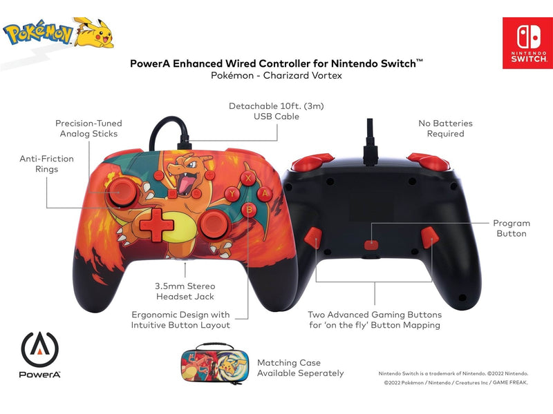 PowerA Enhanced Wired Controller for Nintendo Switch - Pokémon: Charizard Vortex - Wired Controller - Nintendo Switch