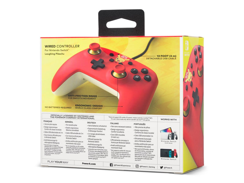PowerA Kabelgebundener Controller für Nintendo Switch – Lachendes Pikachu - Wired Controller - Nintendo Switch