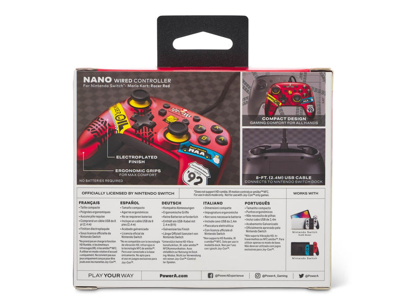 PowerA Nano Wired Controller for Nintendo Switch - Mario Kart: Racer Red - Wired Controller - Nintendo Switch