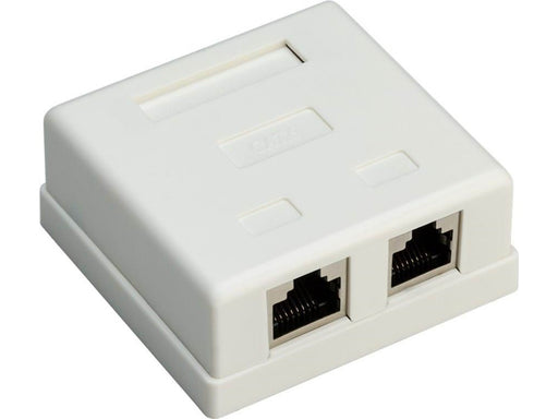 Pro 2-port RJ45 surface mount installation box CAT 6 STP white