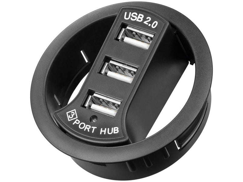 Pro 3 port USB 2.0 Hi Speed In-Desk HUB black - to be USB-Hubs - USB 2.0 - 3 - Schwarz
