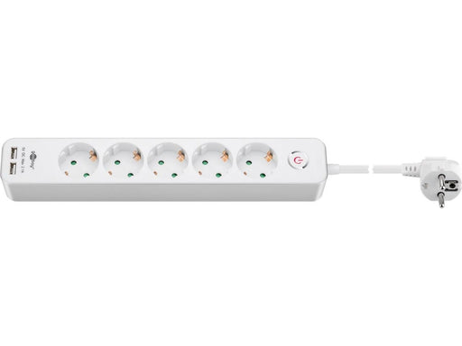 Pro 5-way w/switch - 2xUSB ports - Weiß - 1.5m
