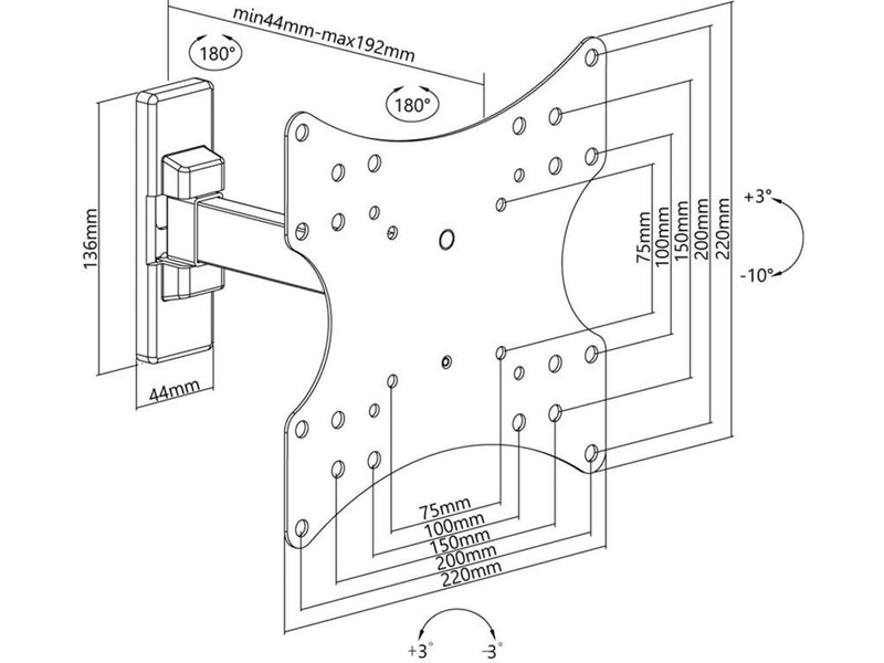 Pro Basic TV wall mount Basic FULLMOTION (S) black - Max - recommended for