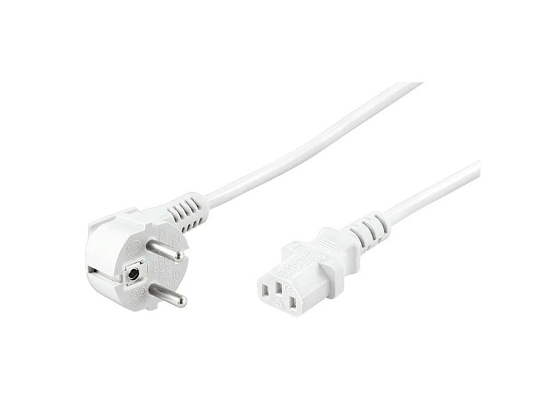Pro Strom Kabel C13 1x90° - Weiß - 2.5m
