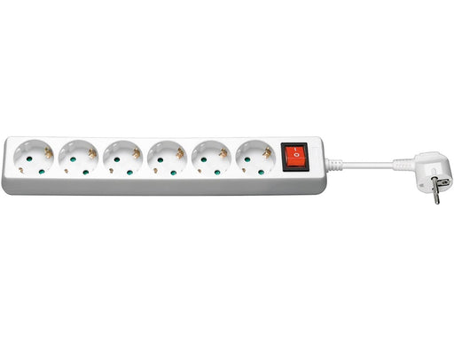 Pro Strom Sockel x6 - Weiß - Switch - 1.5m