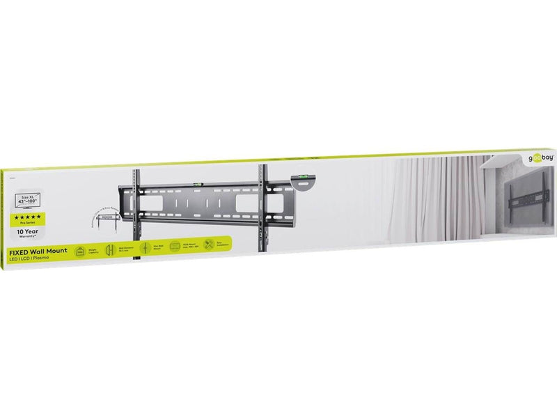 Pro TV wall mount FIXED (XL) black - for TVs - Max 75 kg - recommended for 100"