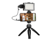 Puluz Live broadcast kit  tripod mount + LED lamp + microphone + phone clamp