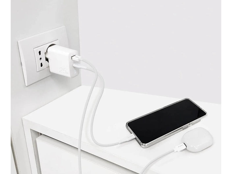 Puro 25W Power Delivery USB-A USB-C Wall Charger - White