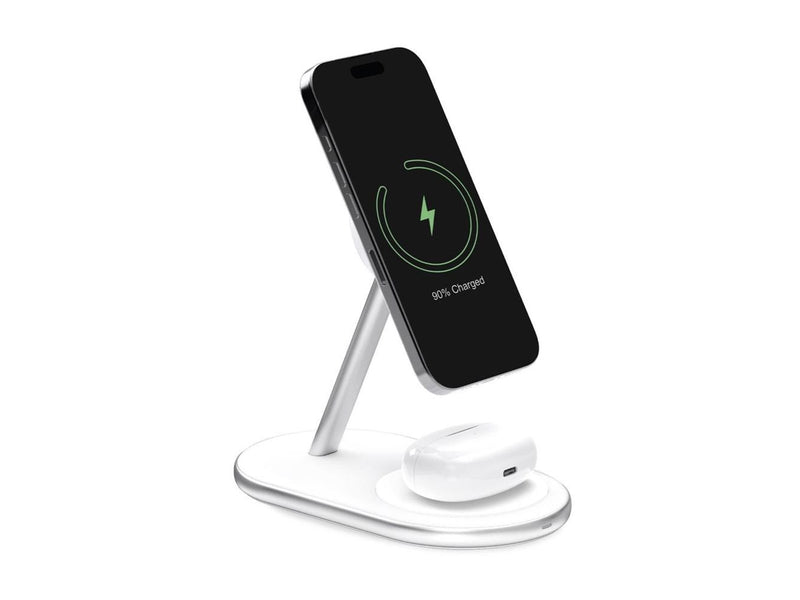 Puro 2in1 Charger  Mag Station Wireless Charging Station for Phone and Headphones - White