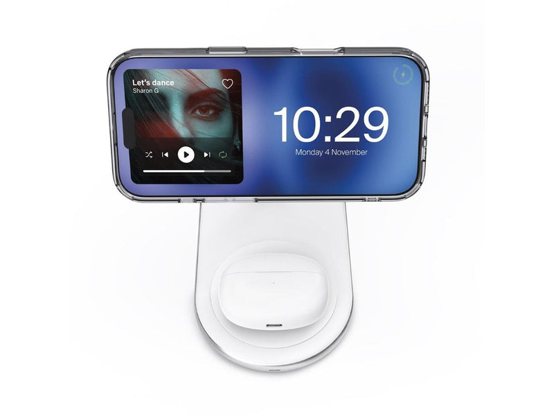 Puro 2in1 Charger  Mag Station Wireless Charging Station for Phone and Headphones - White