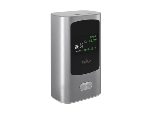 Puro 45W 10000mAh USB-A USB-C Power Bank with Display - Grey - 10000 mAh
