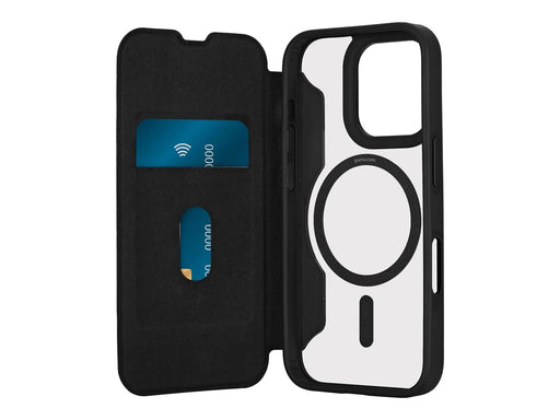 Puro Book Mag MagSafe Leather Case with Flap and Card Slot for iPhone 16 Pro - Black