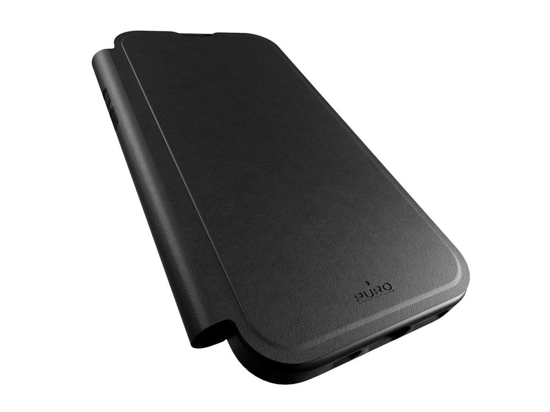Puro Book Mag MagSafe Leather Case with Flap and Card Slot for iPhone 16 Pro Max - Black