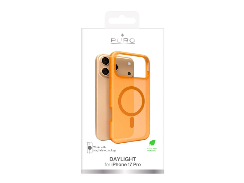 Puro Daylight Magsafe Compatible Silicone Case for iPhone 17 Pro - Translucent Orange