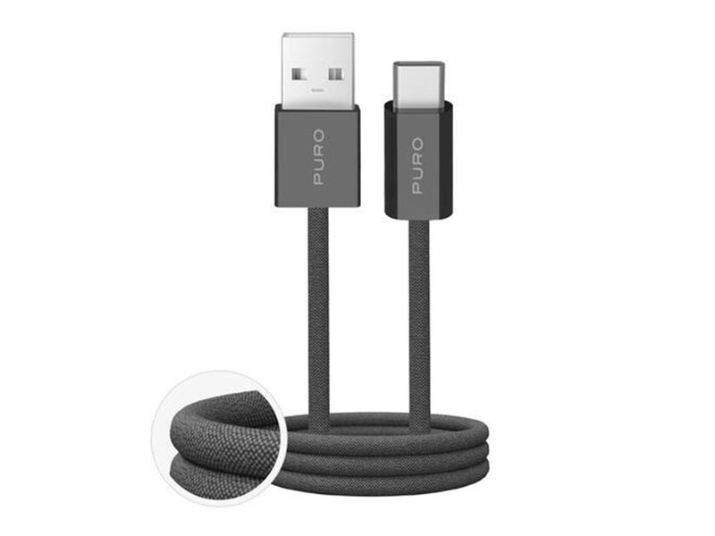 Puro Fabrik 2.0 10W USB-A - USB-C Braided Cable 1.5 m - Dark Green