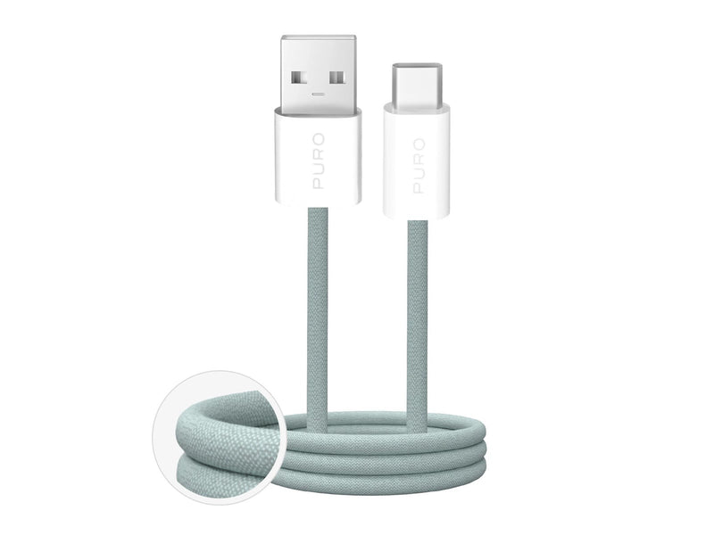 Puro Fabrik 2.0 10W USB-A - USB-C Braided Cable 1.5 m - Green