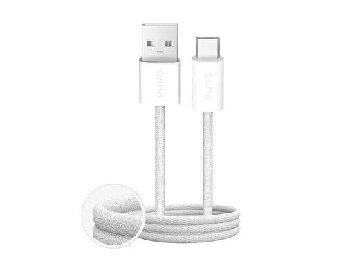 Puro Fabrik 2.0 10W USB-A - USB-C Braided Cable 1.5 m - White