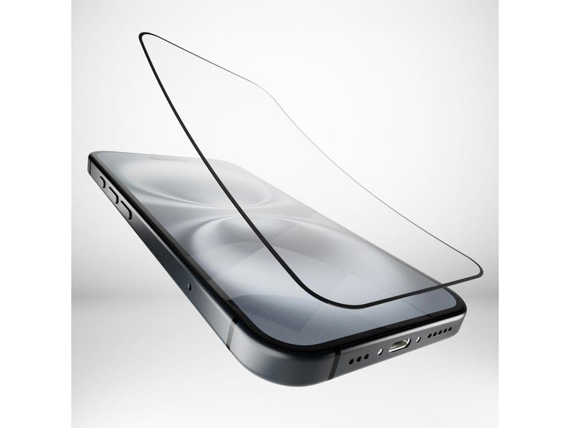 Puro Flexible Glass D3O hybrid glass with black frame for iPhone 16 / iPhone 15 / iPhone 15 Pro
