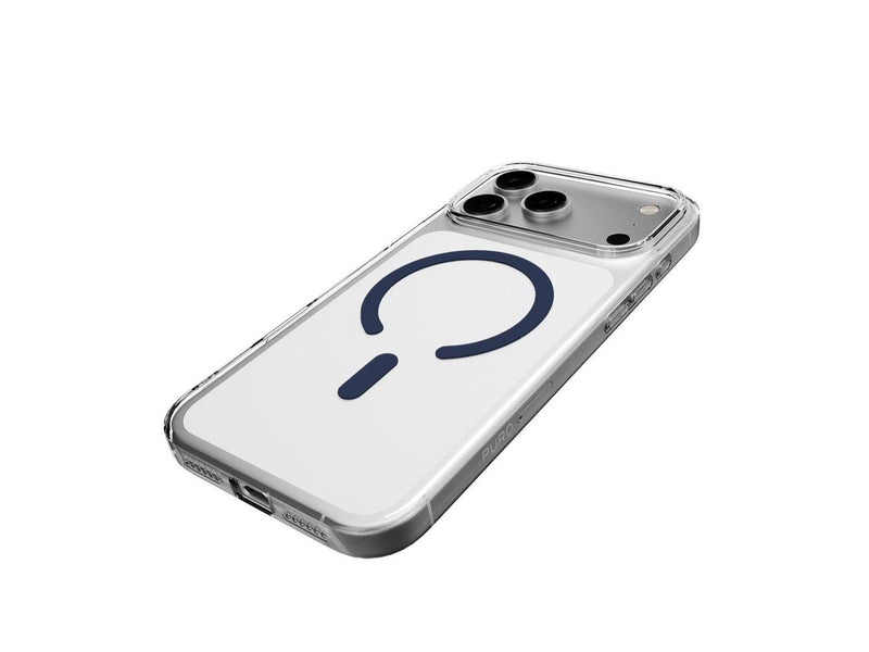 Puro Lite Mag TPU+PC Case Compatible with MagSafe for iPhone 17 Pro Max - Transparent with Blue Ring