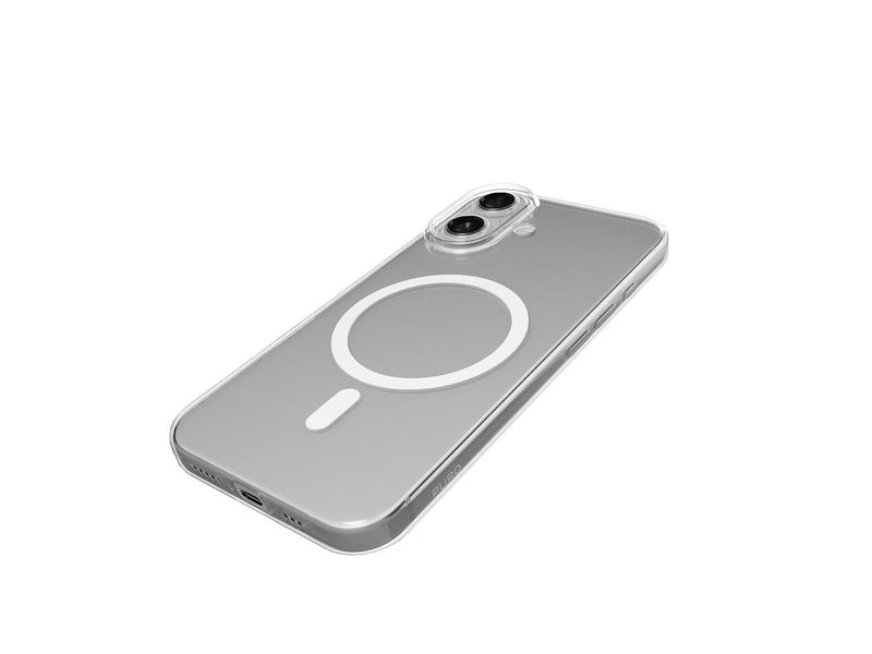 Puro Lite Mag TPU+PC Case Compatible with MagSafe for iPhone 17 - Transparent with White Ring