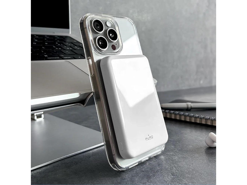 Puro Mag Plus 5000mAh 20W Qi2 compatible with MagSafe 1x USB-C Power Delivery - white - 5000 mAh