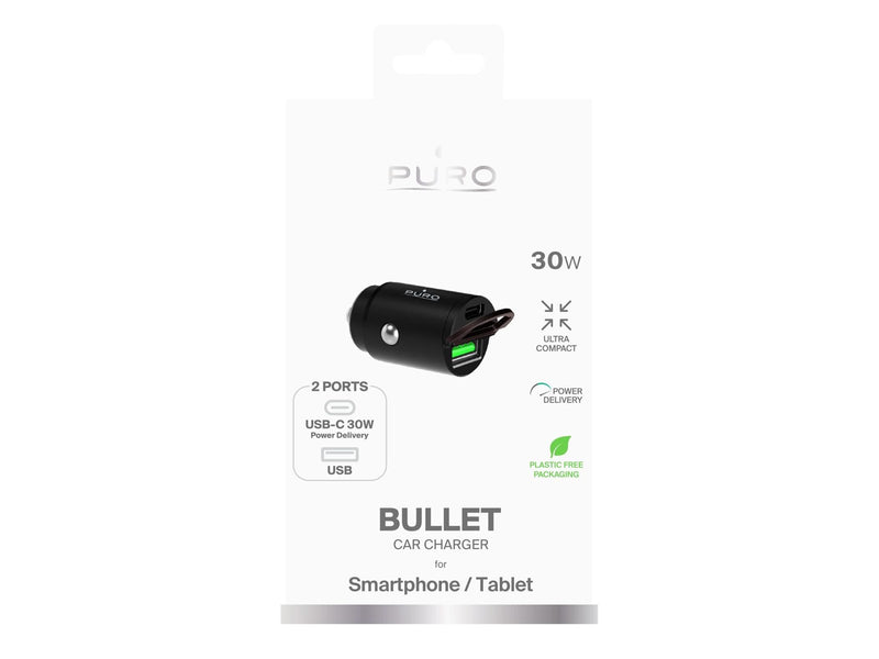 Puro Mini 30W Power Delivery USB-C USB-A Car Charger - Black