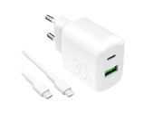 Puro  PROLITE 30W USB-A / USB-C Wall Charger + USB-C - USB-C 1.2m Cable - White