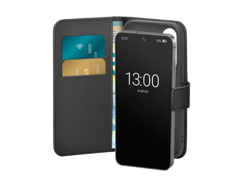 Puro PU Leather Booklet Case with Flap and Wallet for Samsung Galaxy S25+ - Black