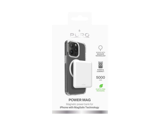 Puro Power Mag 5000mAh Power Bank with MagSafe USB-C - White - 5000 mAh