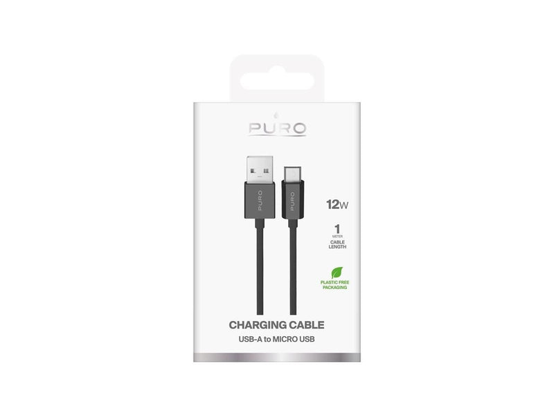 Puro TPE 12W USB-A - microUSB 1m Cable - Black