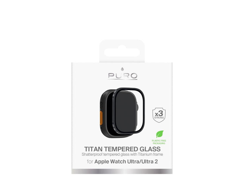 Puro Tempered Glass with Titanium Bezel for Apple Watch Ultra / Ultra 2 / Ultra 3M - Black
