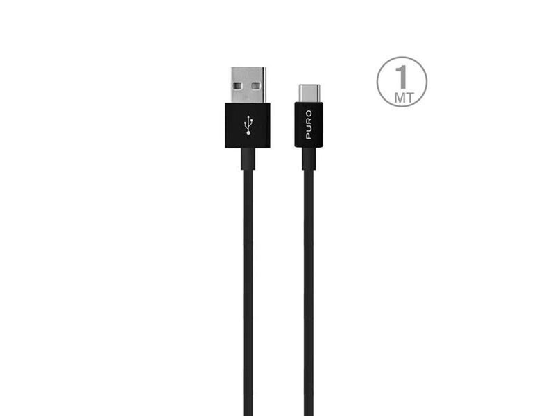 Puro White USB-A USB-C 1m Cable - Black