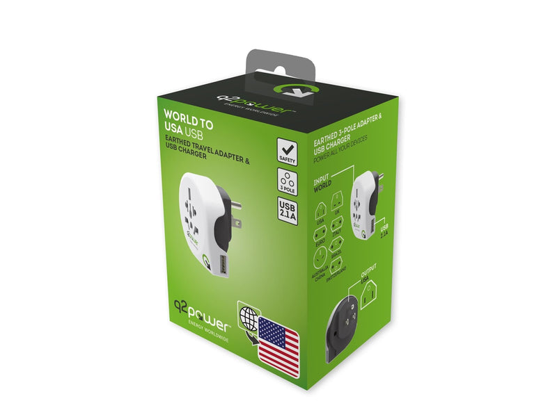 Q2Power USA to Europe - power connector adaptor - NEMA 5-15 to CEE 7/4 - EU->USA