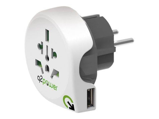 Q2Power - power connector adapter with USB charge adapter - power CEE 7/7