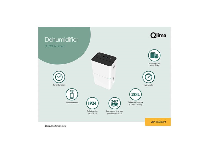 Qlima D 820 Dehumidifier 20 L White