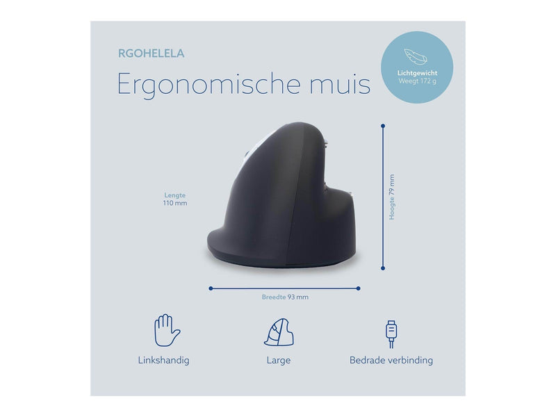 R-Go Tools R-Go HE Mouse Ergonomic Mouse Large Left - Maus (Silber)