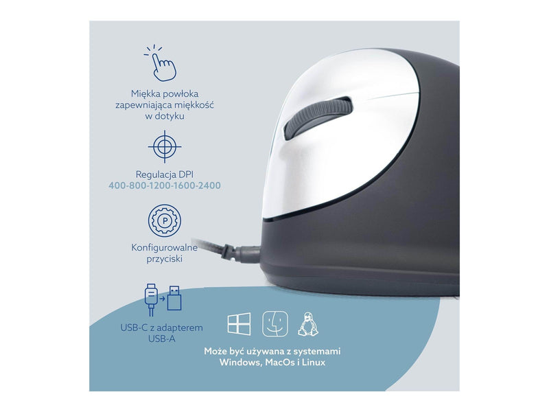 R-Go Tools R-Go HE Mouse Ergonomic Mouse Large Left - Maus (Silber)