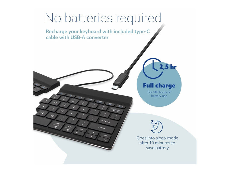 R-Go Tools R-Go Split Break - keyboard - with integrated break indicator - QWERTY - US - black - Tastatur - Englisch (US) - Schwarz
