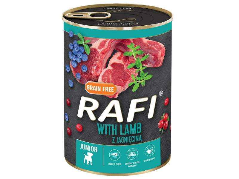 RAFI Getreidefreies Nassfutter für Welpen mit Lamm & Beeren 400g