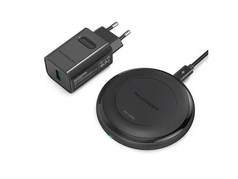RAVPower Wireless 10W Qi Charger incl. Quick Charge 3.0 wall charger Black