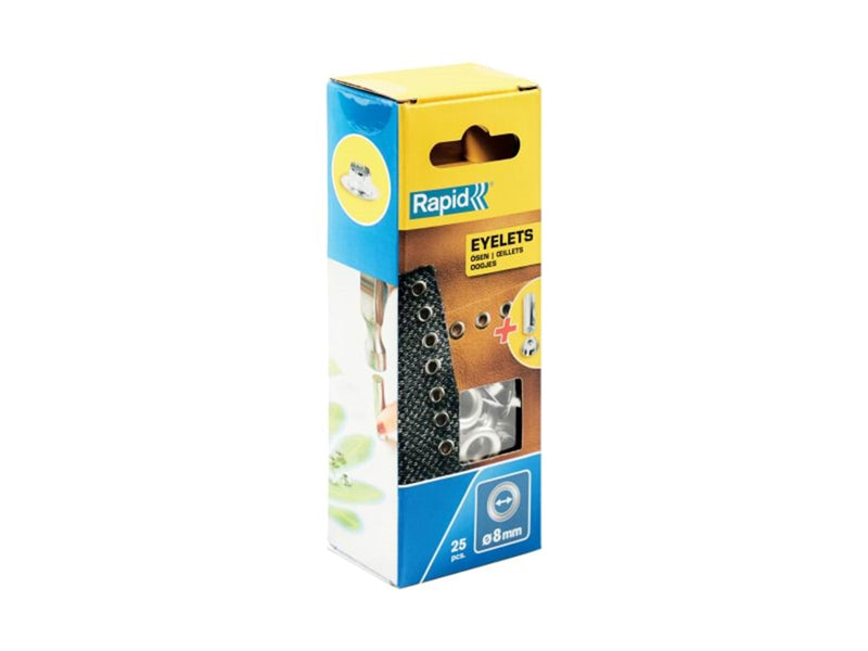 Rapid Eyelets 8mm Box 25pcs + 2 Metal Tools